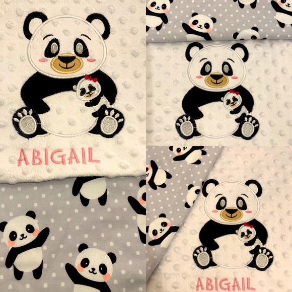 Panda Flannel and Minky Baby Blanket